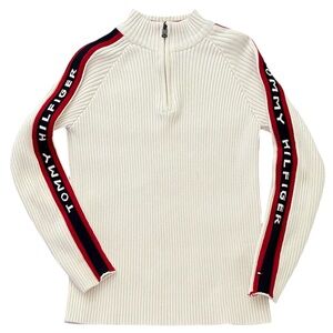 Tommy Hilfiger Ribbed Mock Neck 1/4 Zip-Up Sweater
